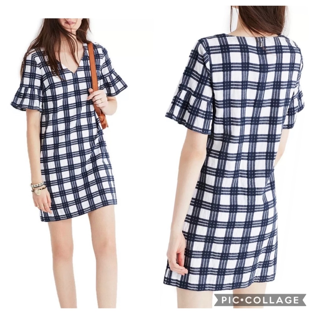 Madewell Leighton Plaid Bell Sleeve Dress